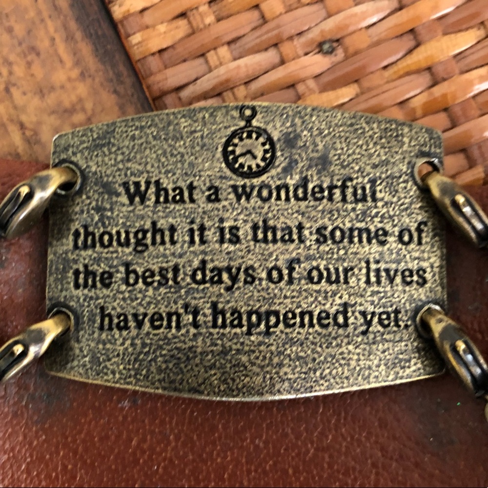 Lenny and Eva wide leather cuff, inspiring words